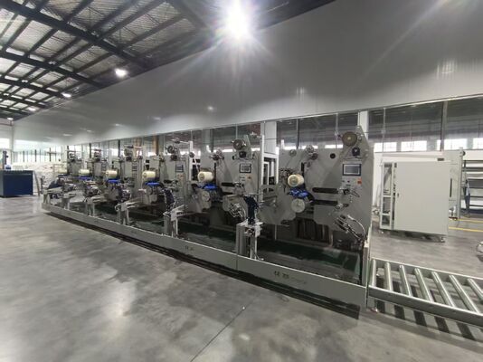 6 Independent Drop-Down Winding Machines with Servo Traversing and 300 m/min Speed for PP Strapping Production